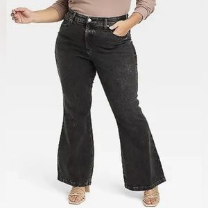 Ava & Viv Women’s Flare High Rise Stretch Jeans Black Tummy Control (76) Size 17